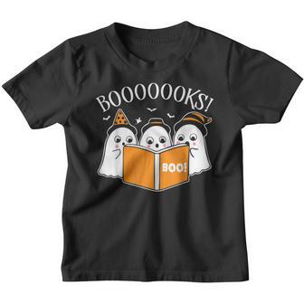 Booooks Ghost Halloween Funny Teacher Book Library Reading Youth T-shirt - Thegiftio UK