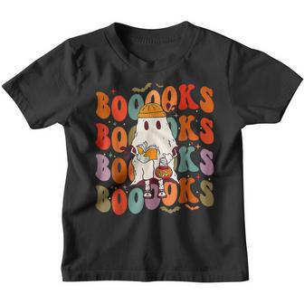 Booooks Groovy Cute Ghost Book Retro Reading Halloween V5 Youth T-shirt - Thegiftio UK