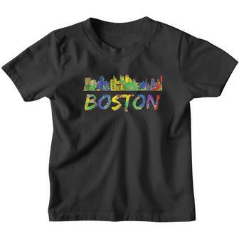 Boston Massachusetts Skyline Vintage Youth T-shirt - Thegiftio UK
