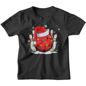 Bowling Santa Hat Christmas Lights Funny Xmas For Boys Men Youth T-shirt - Thegiftio UK