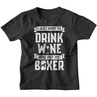 Boxer Dog Apparel Wine Mom Youth T-shirt - Thegiftio UK