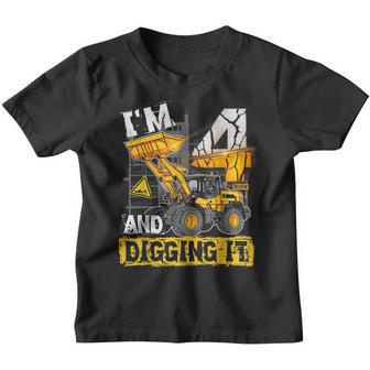 Boy 4 Year Old 4Th Birthday Construction Im 4 And Digging It Youth T-shirt - Thegiftio UK