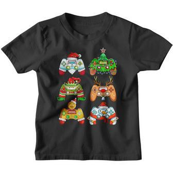 Boys Christmas Santa Elf Gaming Controllers Gamer Xmas V6 Youth T-shirt - Thegiftio UK