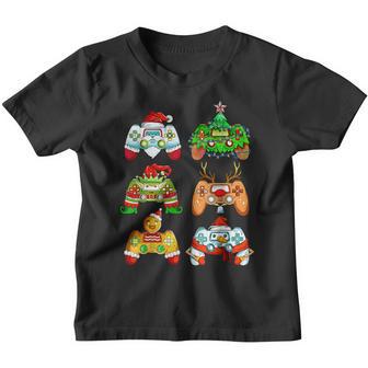 Boys Christmas Santa Elf Gaming Controllers Gamer Xmas V7 Youth T-shirt - Thegiftio UK