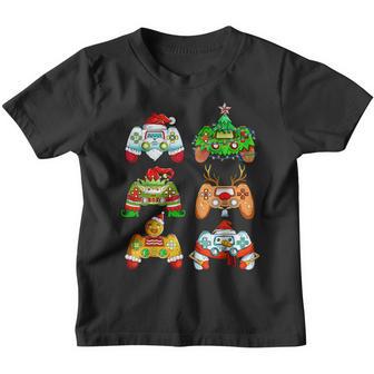 Boys Christmas Santa Elf Gaming Controllers Gamer Xmas Youth T-shirt - Thegiftio UK