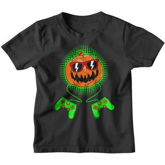 Boys Halloween Jack O Lantern Gamer Kids Men Halloween V11 Youth T-shirt - Thegiftio UK