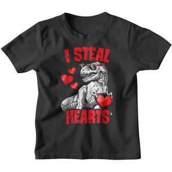 Boys Valentines Day Kids Dinosaur T Rex Lover I Steal Heart Youth T-shirt - Thegiftio UK