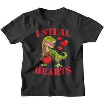 Boys Valentines Day Kids Dinosaur T Rex Lover I Steal Hearts V2 Youth T-shirt - Thegiftio UK