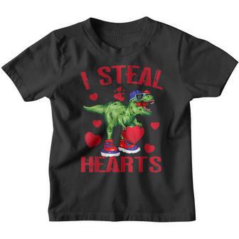 Boys Valentines Day Kids Dinosaur T Rex Lover I Steal Hearts Youth T-shirt - Thegiftio UK
