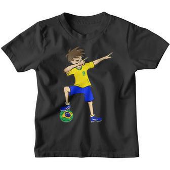 Brazil Soccer Jersey Dabbing Boy Futbol Kids Baby Toddler Youth T-shirt - Thegiftio UK