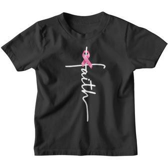 Breast Cancer Awareness Faith Cross Pink Ribbon Youth T-shirt - Thegiftio UK
