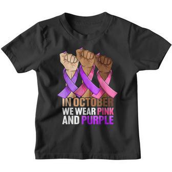 Breast Cancer Domestic Violence Awareness Pink Purple Ribbon Youth T-shirt - Thegiftio UK