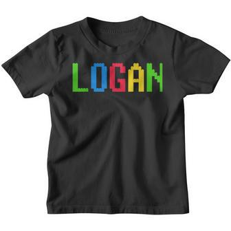 Bricks Theme Logan Boys Name Custom Preschool Blocks Youth T-shirt - Seseable