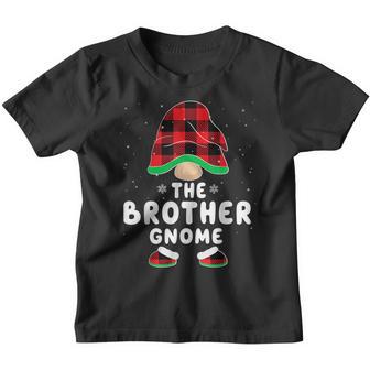 Brother Gnome Buffalo Plaid Matching Family Christmas Pajama Youth T-shirt - Thegiftio UK