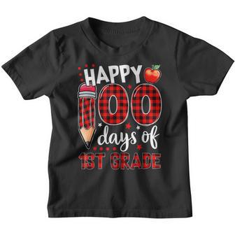 Buffalo Plaid 100 Days Of First Grade 100Th Day Of School Youth T-shirt - Thegiftio UK