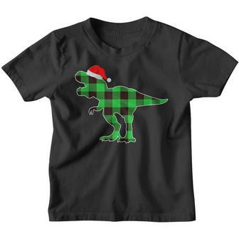 Buffalo Plaid Green Dinosaur T Rex Funny Christmas Boys Kids Youth T-shirt - Thegiftio UK