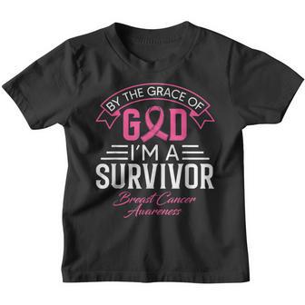 By The Grace God Pink Ribbon Support Beast Cancer Survivor Youth T-shirt - Thegiftio UK