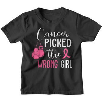 Cancer Picked The Wrong Girl Breast Cancer Awareness V3 Youth T-shirt - Thegiftio UK