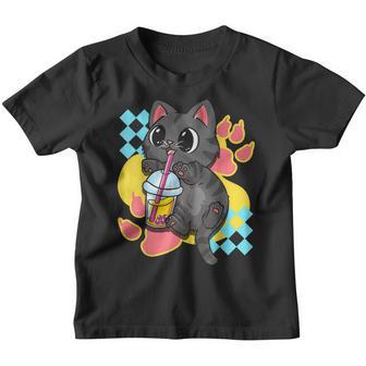 Cat Boba Tea Bubble Tea Anime Kawaii Neko For Girls Nager V19 Youth T-shirt - Thegiftio UK