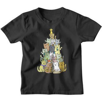 Cat Christmas Tree Xmas Girls Boys Funny Meowy Catmas Santa V3 Youth T-shirt - Thegiftio UK