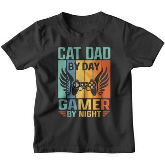 Cat Daddy By Day Gamer By Night Cat Lover Gaming Youth T-shirt - Seseable