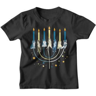 Cat Menorah Cute Jewish Kitten Hanukkah Chanukah Girls Women Youth T-shirt - Thegiftio UK
