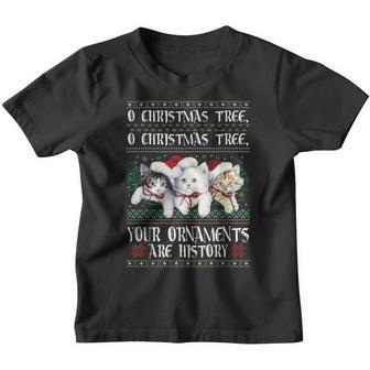 Cats Christmas Funny Ornaments Pajama Family Matching Youth T-shirt - Thegiftio UK