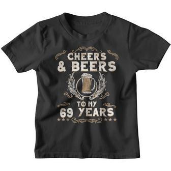 Cheers & Beers To My 69 Years Birthday Style Retro 60S 70S Youth T-shirt - Thegiftio UK