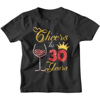Cheers To 30 Years 1992 30Th Birthday Wine Diamond Funny Youth T-shirt - Thegiftio UK