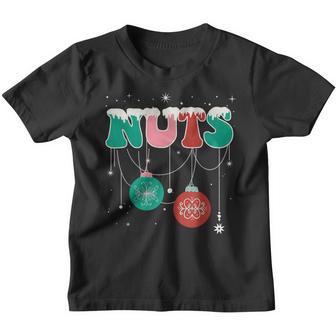 Chest Nuts Retro Groovy Christmas Matching Couple Pajamas Youth T-shirt - Thegiftio UK