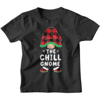 Chill Gnome Buffalo Plaid Matching Family Christmas Pajama Youth T-shirt - Thegiftio UK