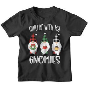 Chillin With My Gnomies Christmas Red Gnomes Plaid Buffalo Youth T-shirt - Thegiftio UK
