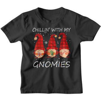 Chillin With My Gnomies Christmas Xmas Pajama Family Group Youth T-shirt - Thegiftio UK