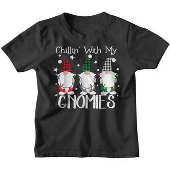 Chillin With My Gnomies Funny Gnome Christmas Pamajas Family Youth T-shirt - Thegiftio UK