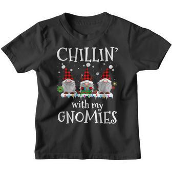 Chillin With My Gnomies Leopard Buffalo Plaid Christmas Youth T-shirt - Thegiftio UK