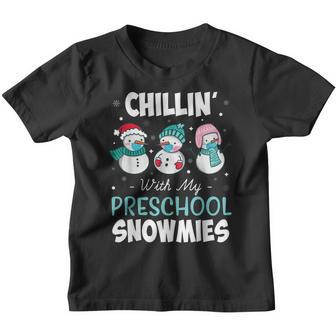 Chillin With My Preschool Snowmies Masks Teacher Christmas Youth T-shirt - Thegiftio UK