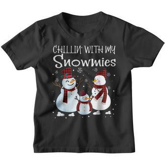 Chillin With My Snowmies Family Pajamas Snowman Christmas Youth T-shirt - Thegiftio UK