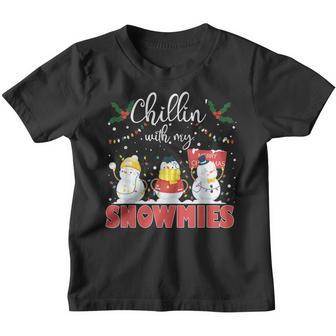 Chillin With My Snowmies Santa Snowman Scarf Light Xmas Youth T-shirt - Thegiftio UK