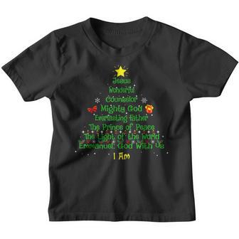 Christian Christmas Lover Bible Names Of Jesus Tree Xmas Youth T-shirt - Thegiftio UK