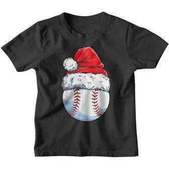 Christmas Baseball Ball Santa Hat Xmas Boys Catcher Pitcher V5 Youth T-shirt - Thegiftio UK