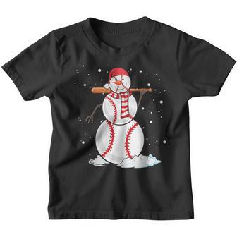Christmas Baseball Snowman For Boy Girl Kids Youth T-shirt - Thegiftio UK
