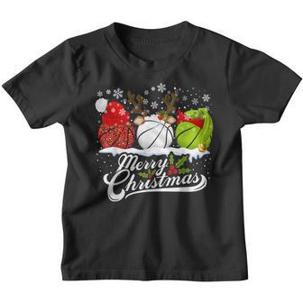 Christmas Basketball Ball Santa Hat Elf Reindeer Funny Xmas Youth T-shirt - Thegiftio UK