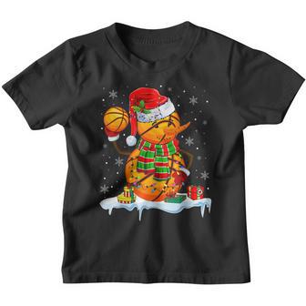 Christmas Basketball Snowman Santa Xmas Lights For Boys Men Youth T-shirt - Thegiftio UK