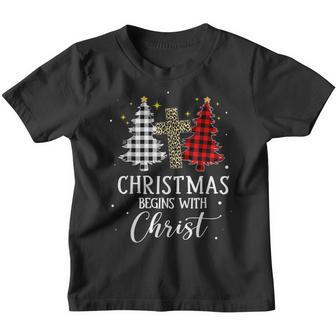Christmas Begins With Christ Jesus Cross Christian Sweater V3 Youth T-shirt - Thegiftio UK