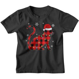 Christmas Cat Xmas Lights Pajamas Boys Kids Men Women Youth T-shirt - Thegiftio UK