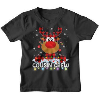 Christmas Cousin Crew Reindeer Santa Hat Lights Kids Ns Youth T-shirt - Thegiftio UK