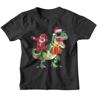 Christmas Dabbing Santa Claus Riding Dinosaur For Adult Kids V2 Youth T-shirt - Thegiftio UK