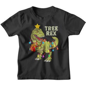Christmas Dinosaur Kids Boys Men Christmas Lights Tree Rex V2 Youth T-shirt - Thegiftio UK