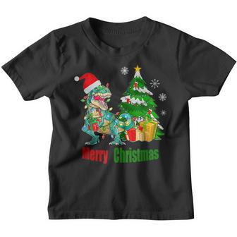 Christmas Dinosaur Tree Rex Boys Girls Kids V2 Youth T-shirt - Thegiftio UK