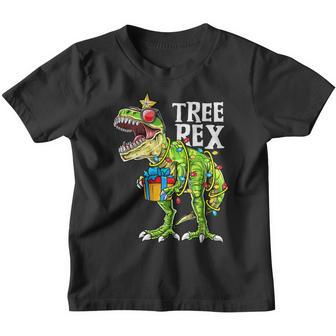 Christmas Dinosaur Tree Rex Pajamas Kids Boys Xmas Lights Youth T-shirt - Thegiftio UK